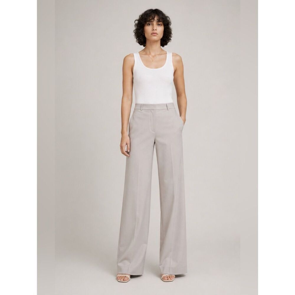 Sandro Studio Women’s Khaki Stretch Wide Leg Trouser NWOT
